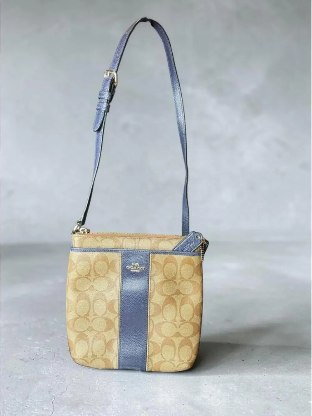 Coach Signature Crossbody Bag in Khaki/Blue